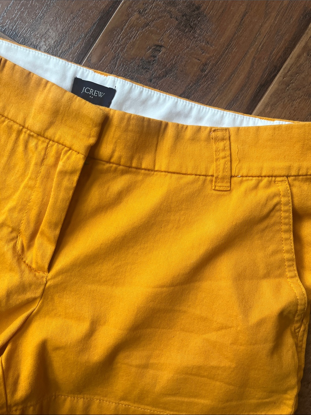 J. Crew Women's Bright Yellow High-Rise Chino Shorts - Size 4 - Picture 3 of 6